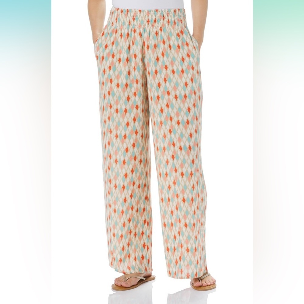 NWT SLIM-SATION Women's Elastic Shirred Waist Pull-on Wide Leg Pant
